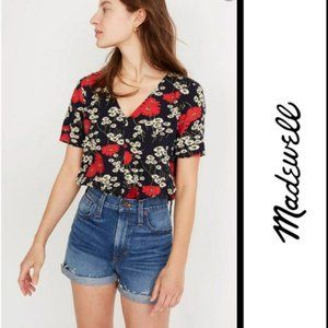 Madewell Hillside Daisies Tie Front Top S